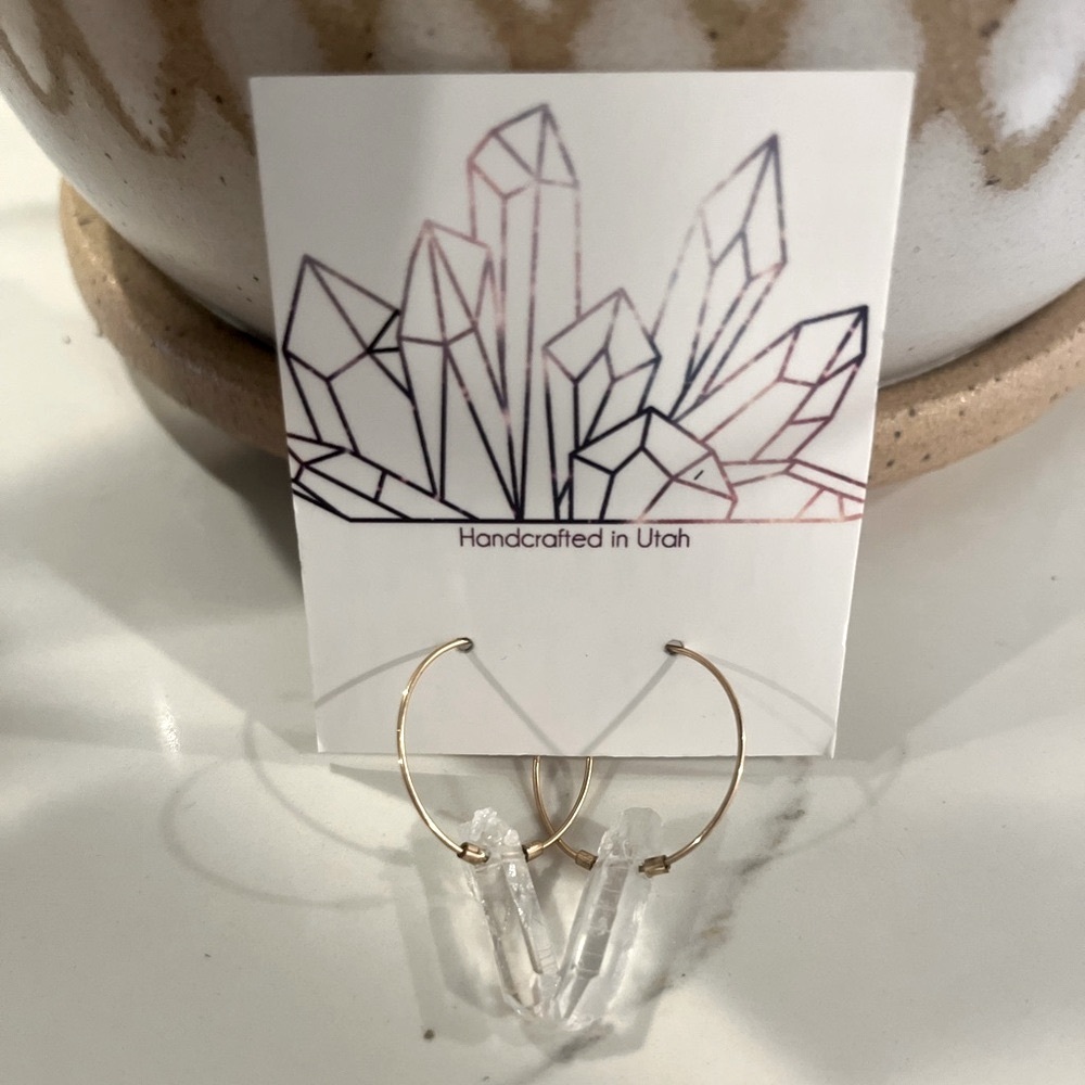 Elegant Gold and Clear Crystal Hoop Earrings